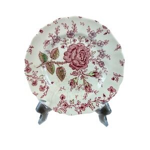 VTG 1950s Johnson Bros Rose‎ Chintz 6 1/8" Bread Plate Black Stamp Crazed